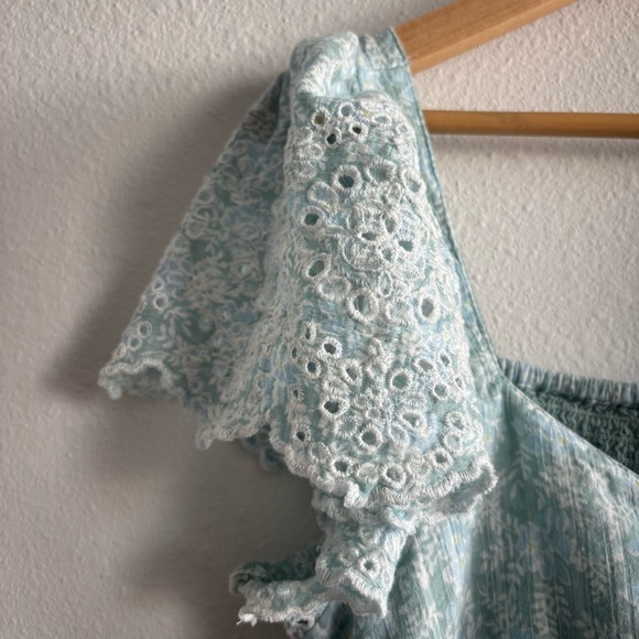 American Eagle Outfitters Babydoll Light Blue 100% Cotton Eyelet Crop Top Size S - Picture 4 of 7